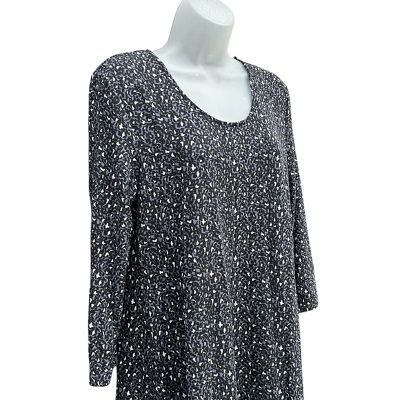 GARNET‎ HILL Size M Blue Multi 3/4 Sleeve Seamed Knit Trapeze Stretch Dress - Picture 2 of 7